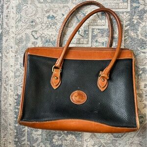 Classic Black and Brown Leather Tote Bag
